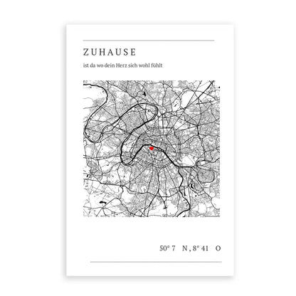 Zuhause Map Poster - Personalisiert mit Koordinaten
