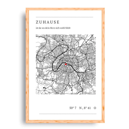 Zuhause Map Poster - Personalisiert mit Koordinaten