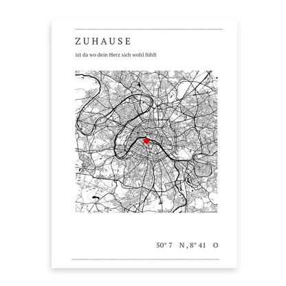 Zuhause Map Poster - Personalisiert mit Koordinaten