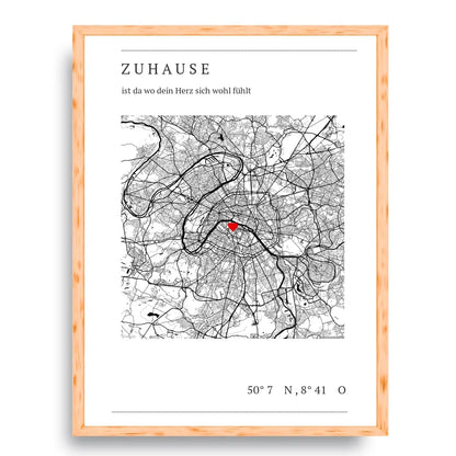 Zuhause Map Poster - Personalisiert mit Koordinaten
