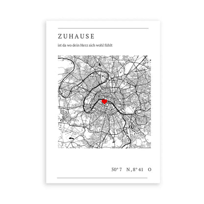 Zuhause Map Poster - Personalisiert mit Koordinaten