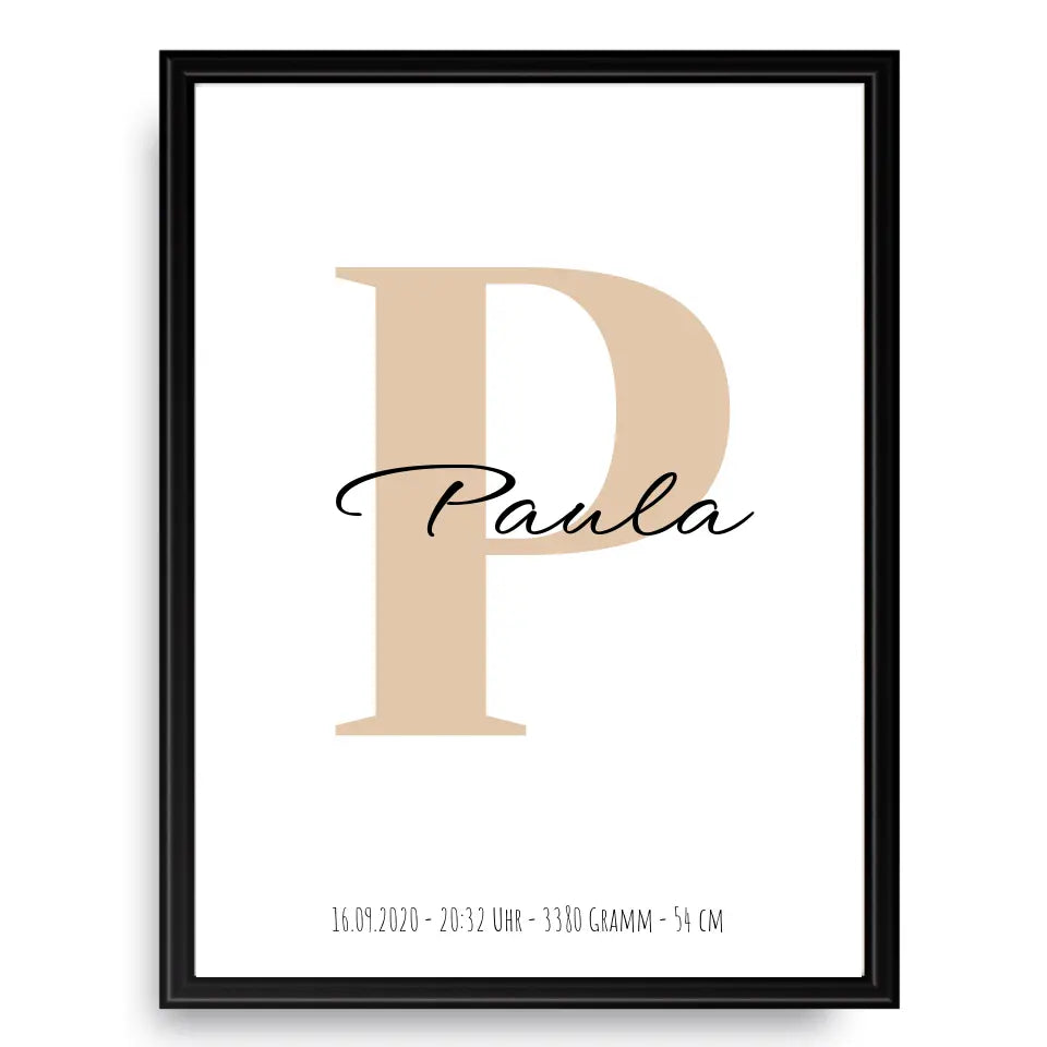 Buchstabe mit Name - Personalisiertes Poster