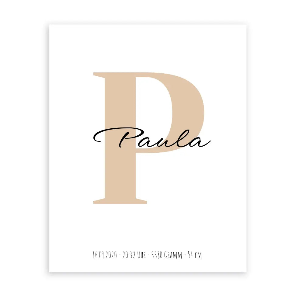 Buchstabe mit Name - Personalisiertes Poster