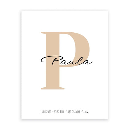 Buchstabe mit Name - Personalisiertes Poster