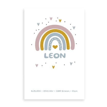 Regenbogen Poster für Kinder - Personalisiert mit Name