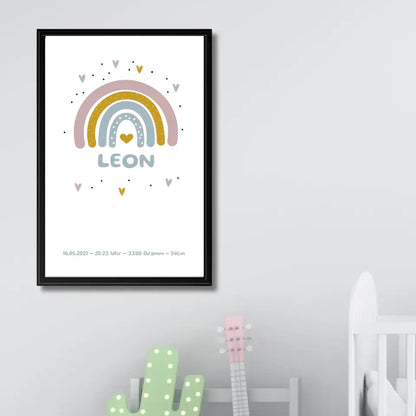 Regenbogen Poster für Kinder - Personalisiert mit Name