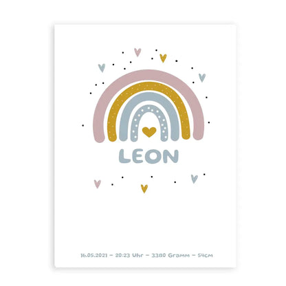 Regenbogen Poster für Kinder - Personalisiert mit Name