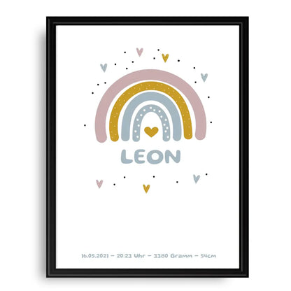 Regenbogen Poster für Kinder - Personalisiert mit Name