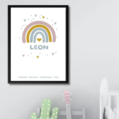 Regenbogen Poster für Kinder - Personalisiert mit Name