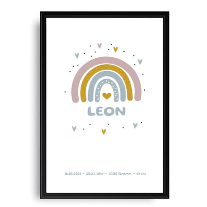 Regenbogen Poster für Kinder - Personalisiert mit Name