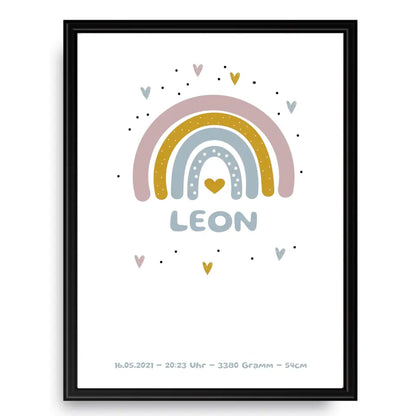 Regenbogen Poster für Kinder - Personalisiert mit Name