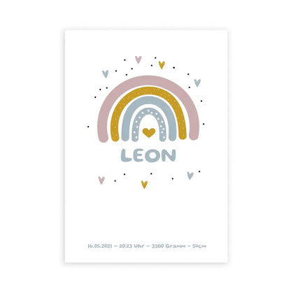 Regenbogen Poster für Kinder - Personalisiert mit Name