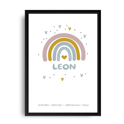 Regenbogen Poster für Kinder - Personalisiert mit Name