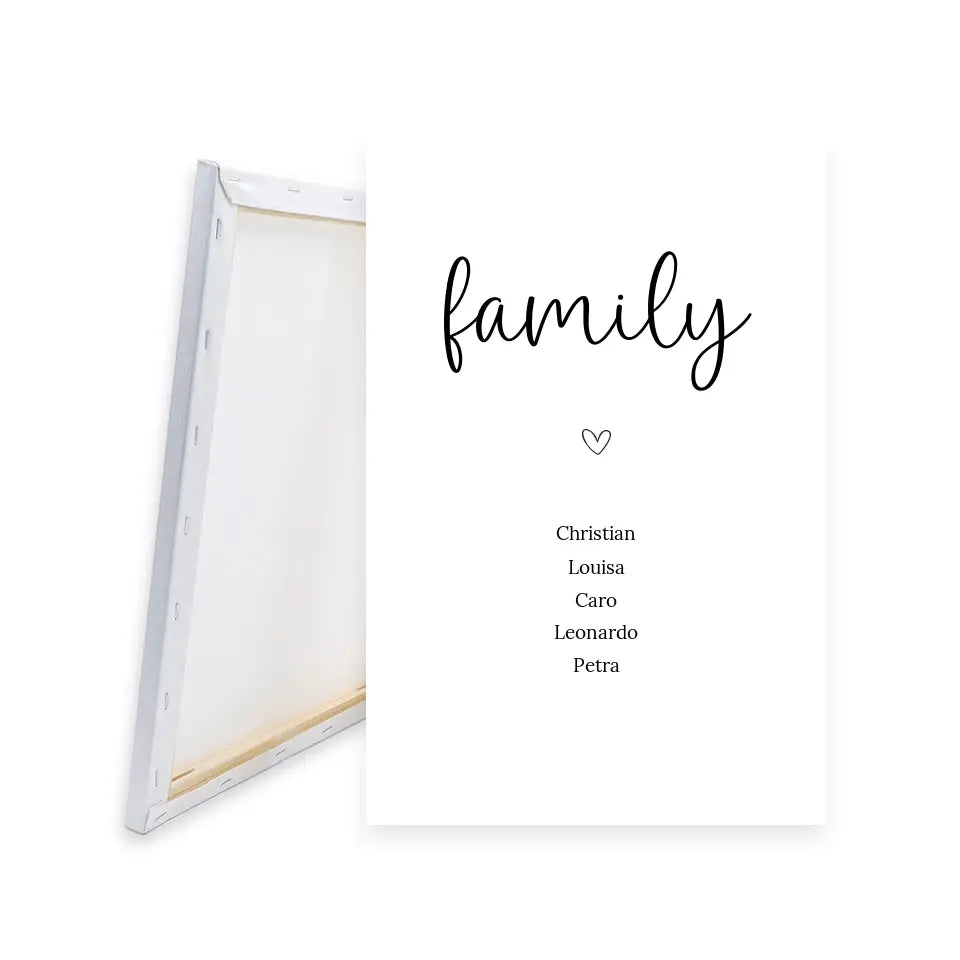 "family" Leinwand - Personalisiert mit 5 Namen