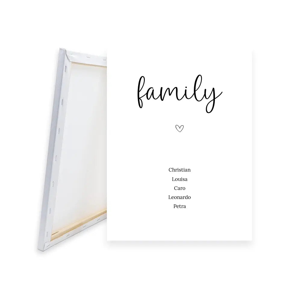 "family" Leinwand - Personalisiert mit 5 Namen