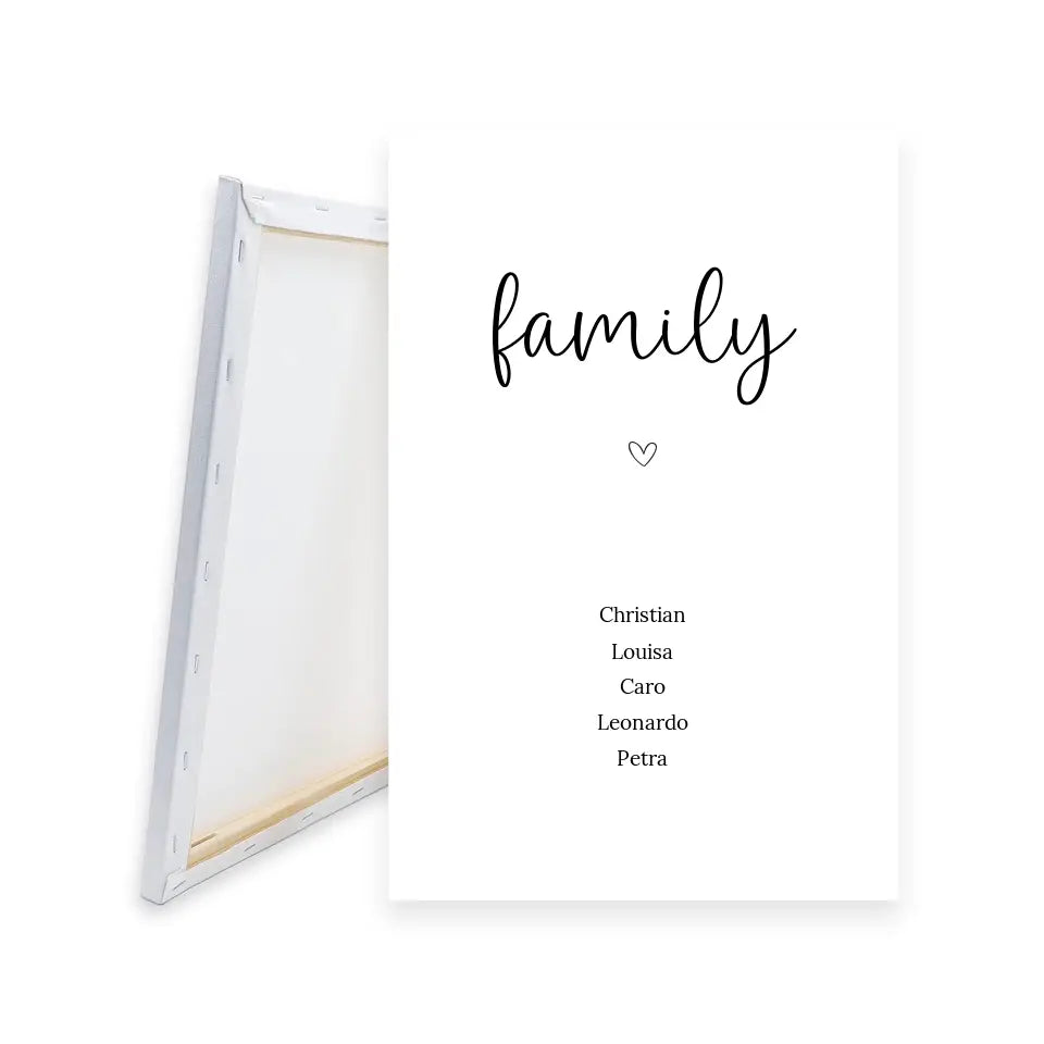 "family" Leinwand - Personalisiert mit 5 Namen