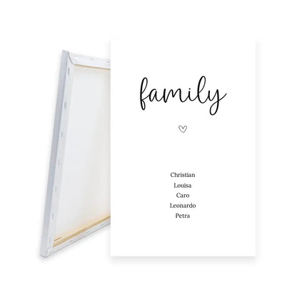 "family" Leinwand - Personalisiert mit 5 Namen
