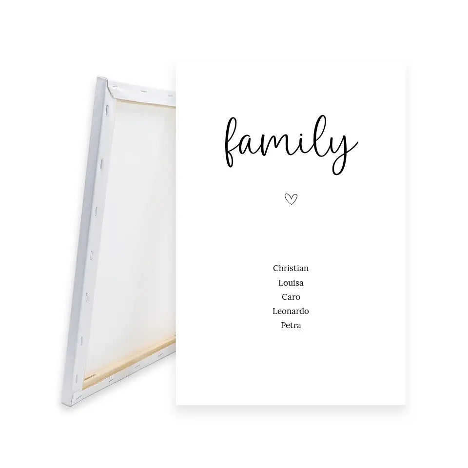 "family" Leinwand - Personalisiert mit 5 Namen