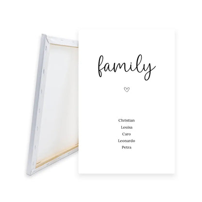 "family" Leinwand - Personalisiert mit 5 Namen