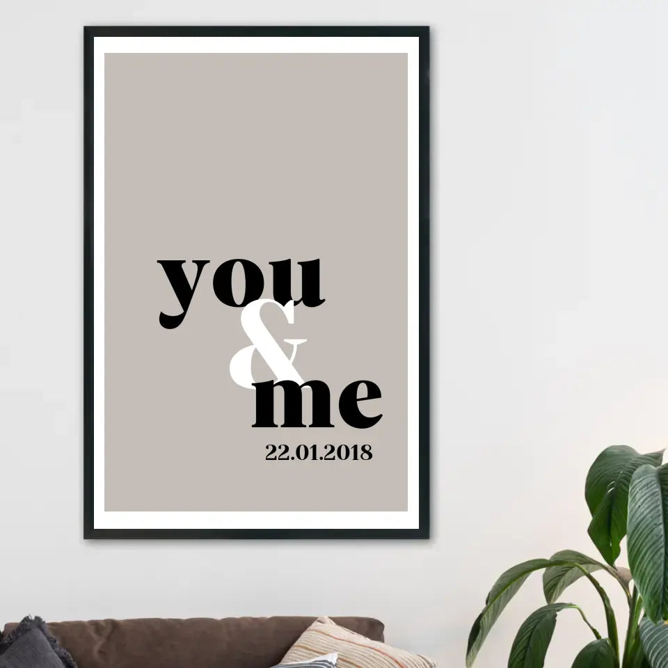 You & Me Poster - Personalisiert mit Namen/Datum