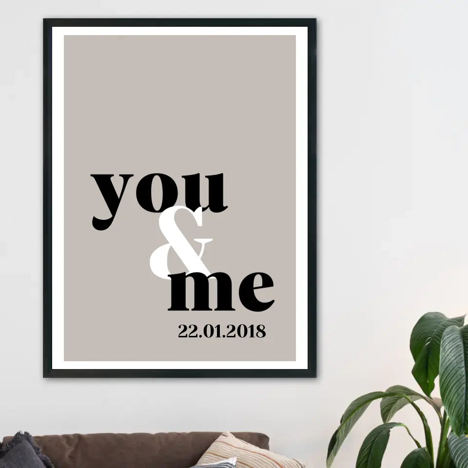 You & Me Poster - Personalisiert mit Namen/Datum