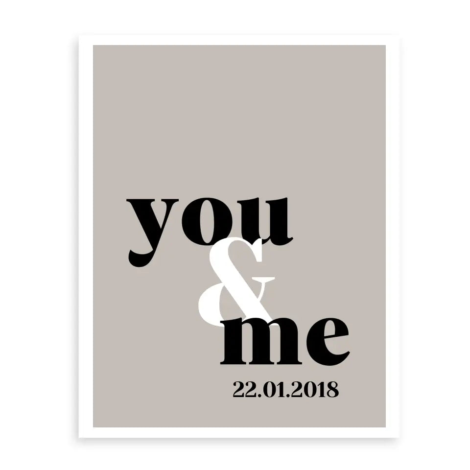 You & Me Poster - Personalisiert mit Namen/Datum