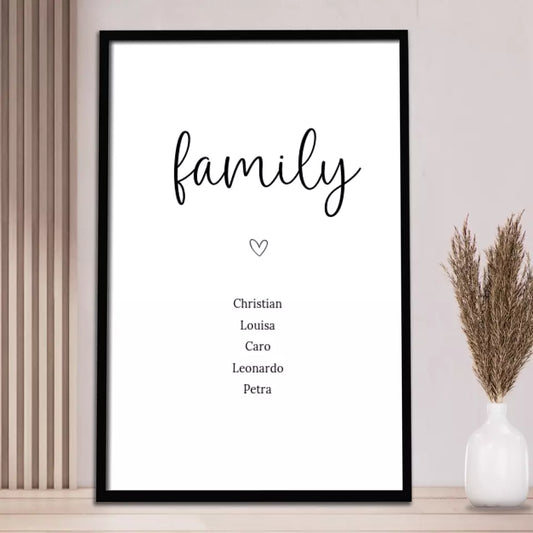"family" Poster - Personalisiert mit 5 Namen