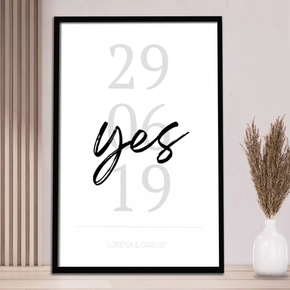 "Yes" Poster - Personalisiert mit Namen und Datum