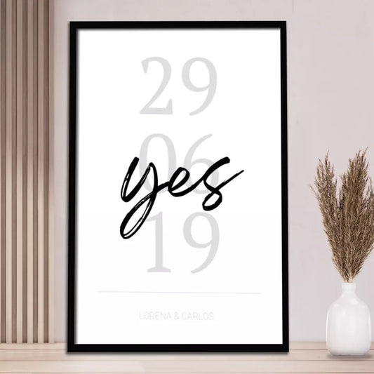 "Yes" Poster - Personalisiert mit Namen und Datum