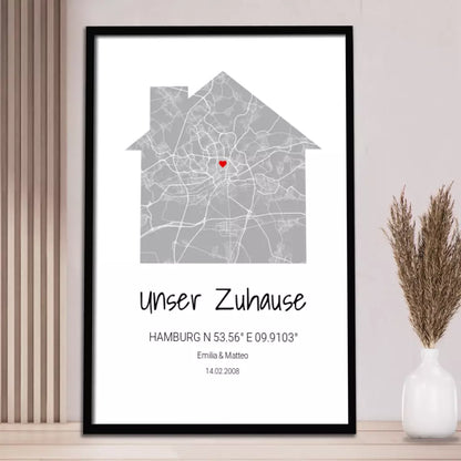 Zuhause Map Poster - Personalisierbar mit Text