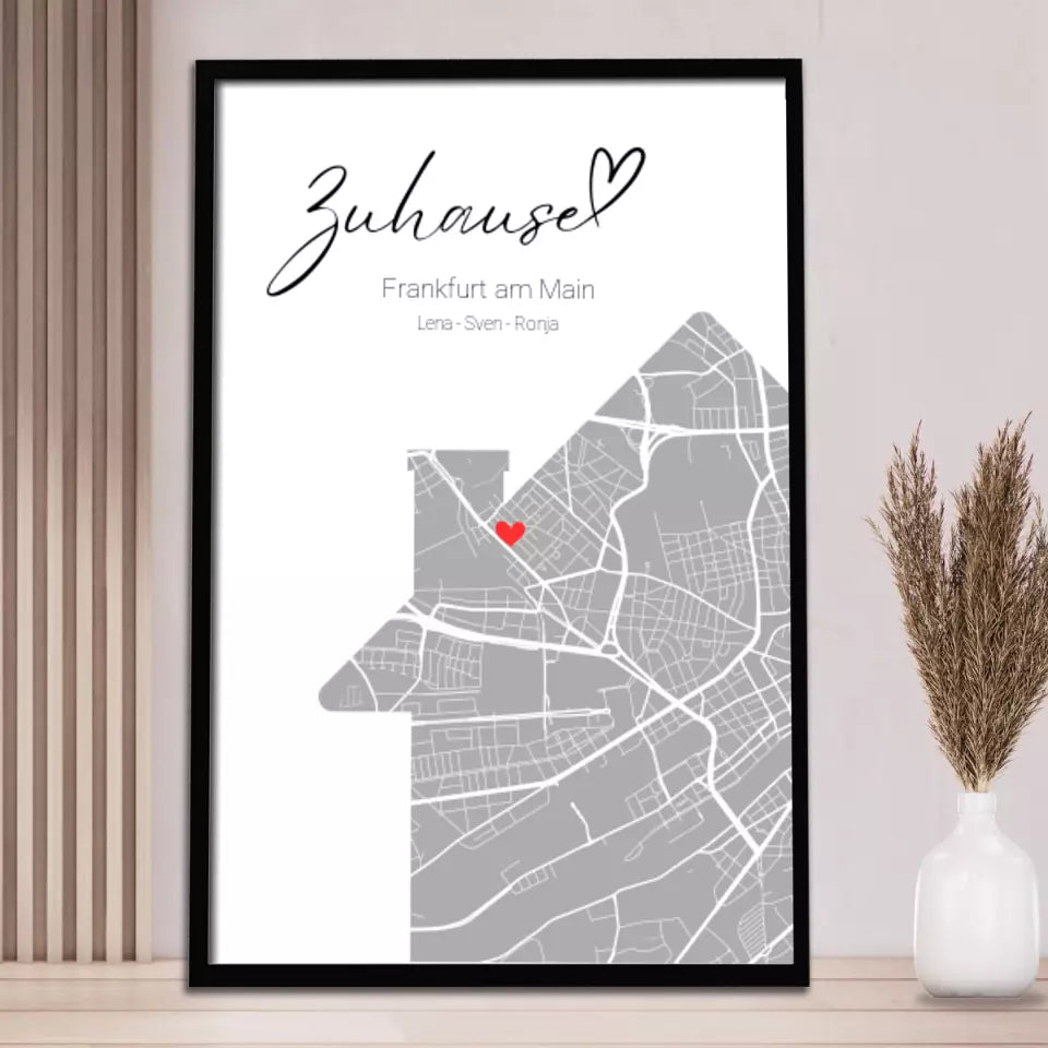 Zuhause mit Herz - Personalisierbare Map Poster