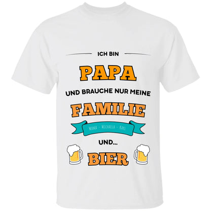 Papa T-Shirt Bier - Personalisiert mit Namen